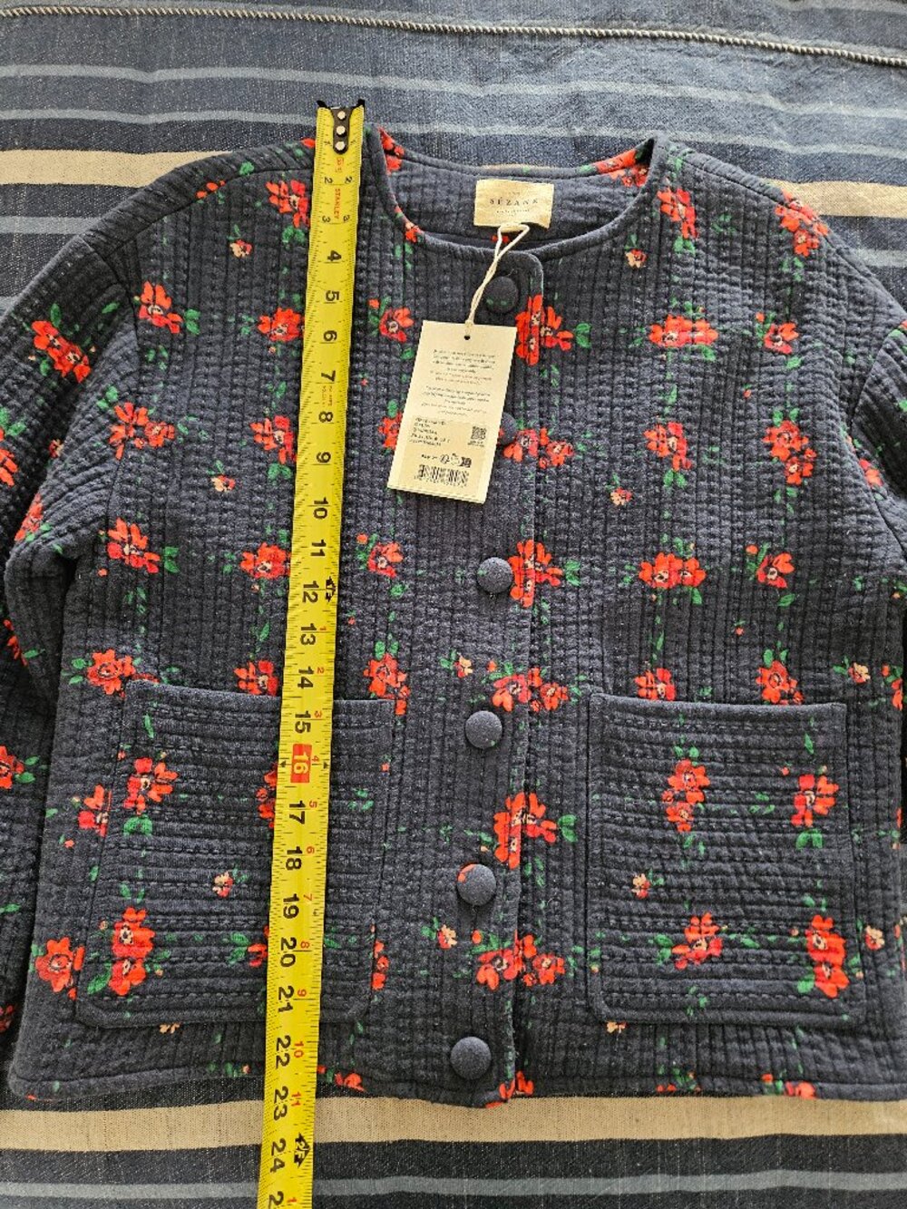 Sezane Dakota Jacket, Floral Check, Cotton NWT Size 2 US - Picture 9 of 12